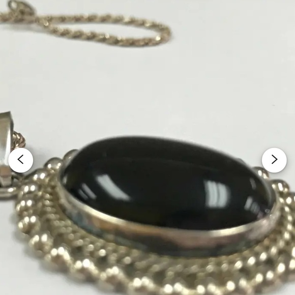 Vintage Mexico 925 Sterling Silver Taxco Necklace With Black Onyx!!